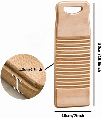 Vista 3 de SeptCity - Tabla de lavado para ropa, lavadora de manos antigua para mujer, madera duradera, antideslizante, bambú, herramientas para el hogar