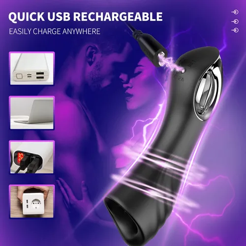 Vista 2 de Selene - Masturbador masculino vibrador de pene con 10 vibraciones para estimulador de glande y entrenamiento de eyaculación, vibrador masculino