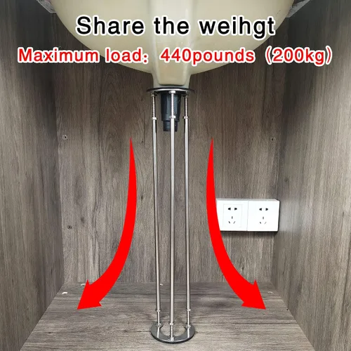 Vista 2 de Soporte especial para fregadero de baño TYESTAND BT-3, soportes para fregadero de montaje en pared, patas de fregadero ajustables, sistema
