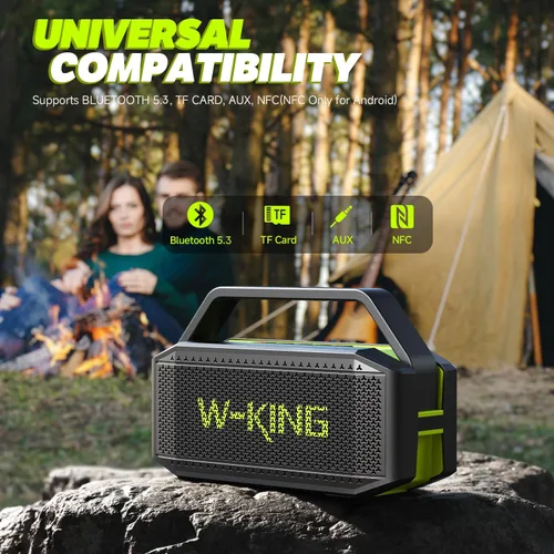 Vista 6 de Altavoz Bluetooth portátil de 100 W (pico) fuerte con graves profundos, altavoces impermeables W-KING IPX6 Bluetooth inalámbrico, radiador pasivo