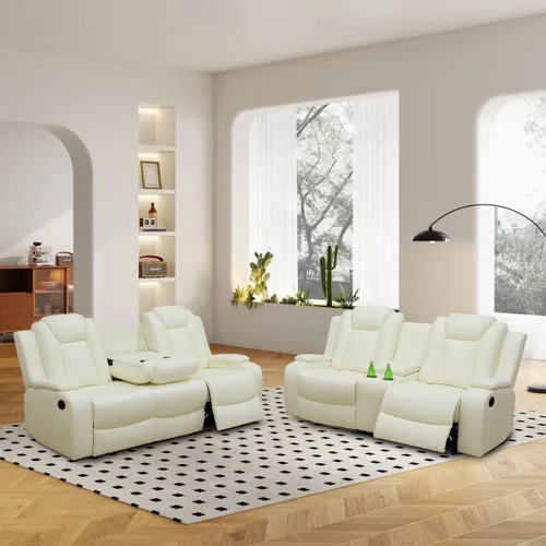 Vista 25 de Sillón reclinable eléctrico para sala de estar, silla reclinable de cuero con LED/almacenamiento, muebles reclinables de 1 plaza, sofá de cuero Negro