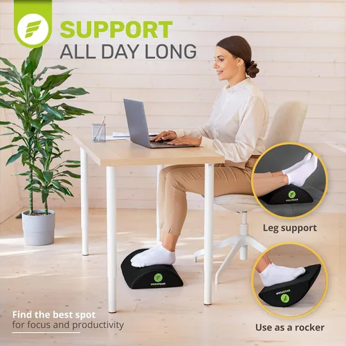 Vista 4 de ErgoFoam Reposapiés para debajo del escritorio en el trabajo - Reposapiés premium debajo del escritorio - Reposapiés de escritorio para dolor