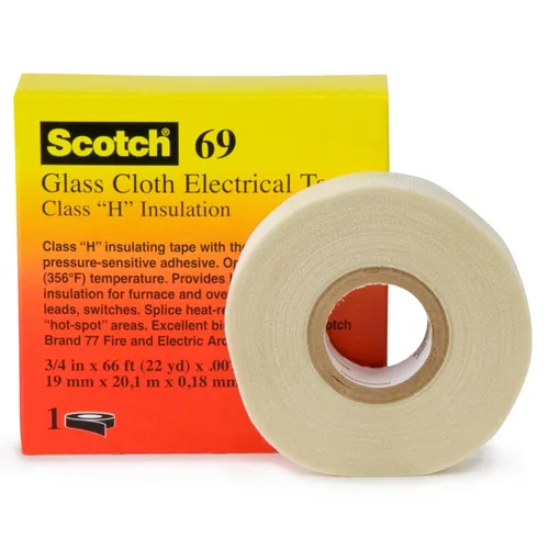 Vista 3 de 3M Cinta Eléctrica de Paño de Vidrio 69, 1/2 pulgada x 36 yardas, blanca