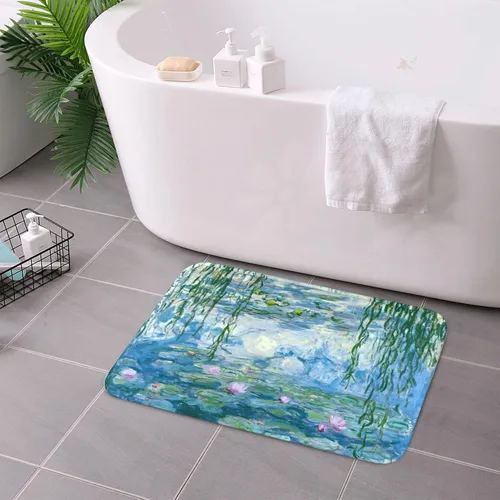 Vista 7 de INVIN ART Claude Monet Water Lilies Non-Slip Door Mat Art Decor
