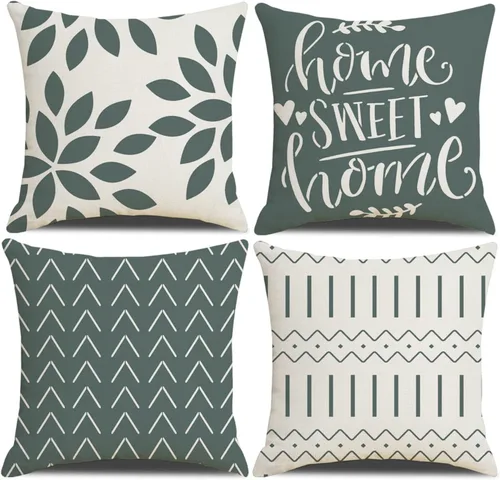Vista 13 de Juego de 4 fundas de almohada cuadradas de 20 x 20 pulgadas, fundas de almohada cuadradas de 20 x 20 pulgadas, fundas de almohada bohemias y Negro