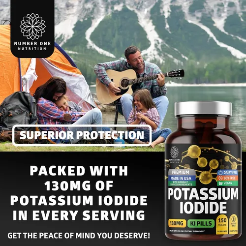 Vista 3 de Tabletas de yoduro de potasio premium, píldoras naturales de KI para apoyar la inmunidad, 130 mg por porción, 150