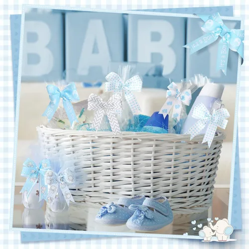 Vista 7 de 8 rollos de cinta de grogrén de elefante para bebé, 7/8 pulgadas, Baby Shower It's a Boy/Girl Foot Print Ribbon para envolver regalos, ducha, Azul
