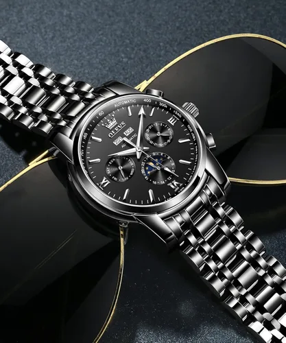 Vista 9 de OLEVS Relojes mecánicos automáticos para hombres sin batería reloj de hombre fecha cuerda automática impermeable acero inoxidable marca de lujo