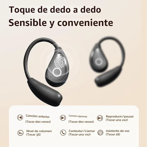 Vista 5 de Auriculares Inalámbricos de Oído Abierto Bluetooth, Auriculares de Conducción Aérea Libres de Dolor con Estuche de Carga de Pantalla Digital LED