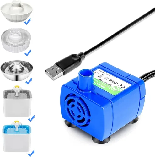 Vista 8 de Bomba de fuente de agua para gatos, fuente para mascotas, bomba de repuesto sin luz LED, motor DR-DC160 para dispensador de bebidas para gatos