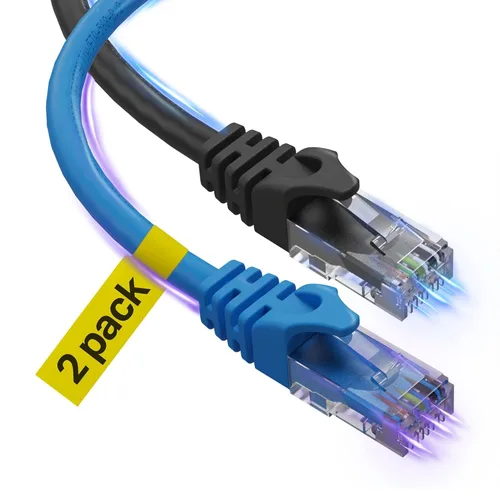Vista 8 de Cable Ethernet Cat6, 6 pies (paquete de 2) LAN, utp Cat 6, RJ45, cable de red, parche, cable de Internet, 6 pies, color negro Outdoor&Indoor High