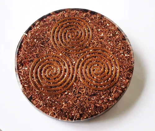 Vista 3 de Gran 4 "Garnet Cristales Metatron's Cube Merkaba Coaster Placa de Carga de Agua Cúpula Energética