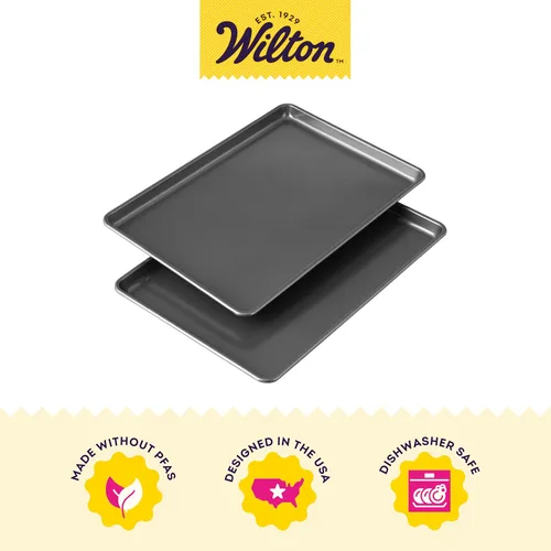 Vista 3 de Wilton Easy Layers - Bandeja rectangular para tartas, juego de 2 bandejas para hornear, acero