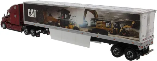 Vista 9 de Diecast Masters Tractor Ultraloft Caterpillar Peterbilt 579 a escala 1:50 con remolque mural CAT Serie de transporte Cat Trucks & Construction