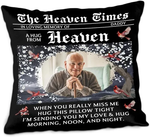 Vista 7 de ENCYCOM Almohada personalizada con texto en inglés "A Hug from Heaven", regalo de condolencias por pérdida de seres queridos, regalos de recuerdo