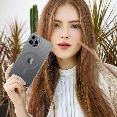 Vista 998 de Anuck - Funda magnética para iPhone 11 compatible con MagSafe, carcasa trasera mate translúcida dura, borde de TPU, delgada, resistente a impactos
