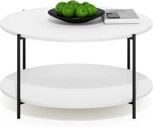Vista 18 de Furinno Mesa de Café Básica, Mesa de Centro Moderna de 2 Niveles con Estante Abierto, Mesa Auxiliar de Fácil Montaje, para Sala de Estar
