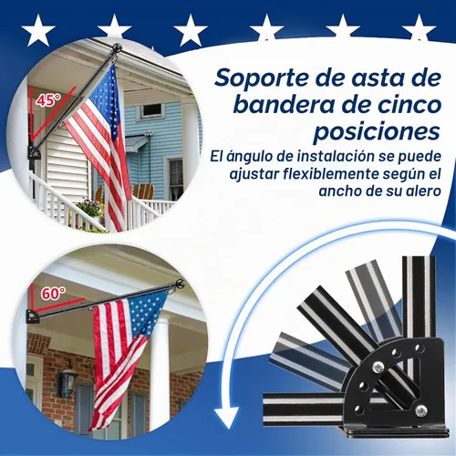 Vista 5 de Kit de poste de bandera para casa LAKEROD - Soporte de poste de bandera de metal resistente de 5 pies para exterior de casa, poste de bandera sin