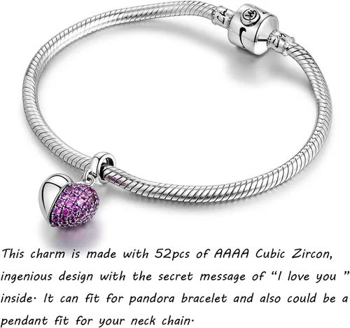 Vista 3 de GW Colgante de plata de ley 925 con dije de corazón para mujeres y niñas, Cristal Metal, cristal