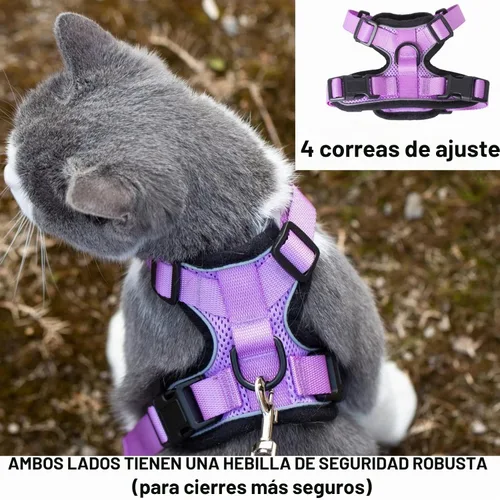 Vista 5 de Mr. Peanut's PurrTrek Arnés reflectante para gatos con correa a juego (extra pequeño, azul)