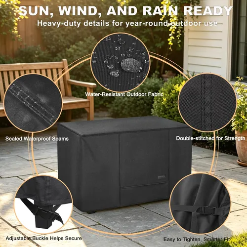 Vista 3 de NettyPro Funda rectangular para mesa auxiliar de patio, impermeable, para muebles de exterior, pequeña, rectangular, 36 x 22 x 18 pulgadas