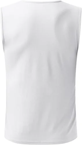Vista 4 de Camiseta sin mangas con cuello en V para hombre, ligera, atlética, de color sólido, para entrenamiento, fisicoculturismo, musculación