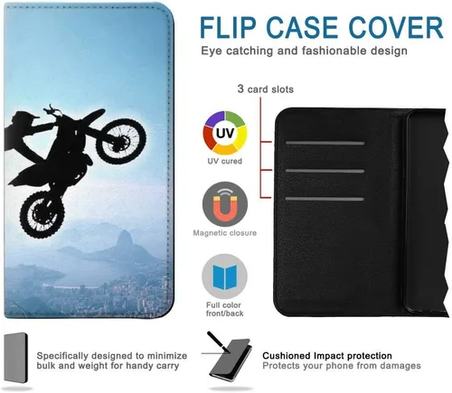 Vista 4 de RW2675 Extreme Freestyle Motocross PU Leather Flip Case Cover for iPhone 12 mini