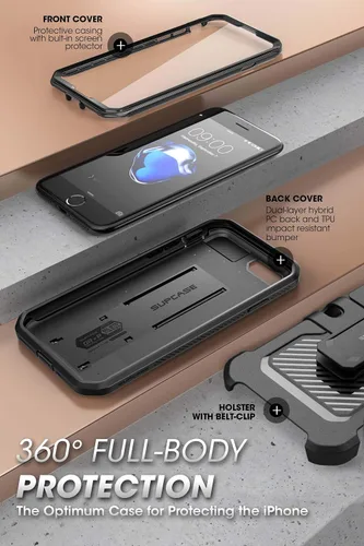 Vista 4 de SUPCASE Funda resistente para iPhone SE de 3ª generación, iPhone SE de 2ª generación, iPhone 7, iPhone 8 (Unicorn Beetle Pro), con protector