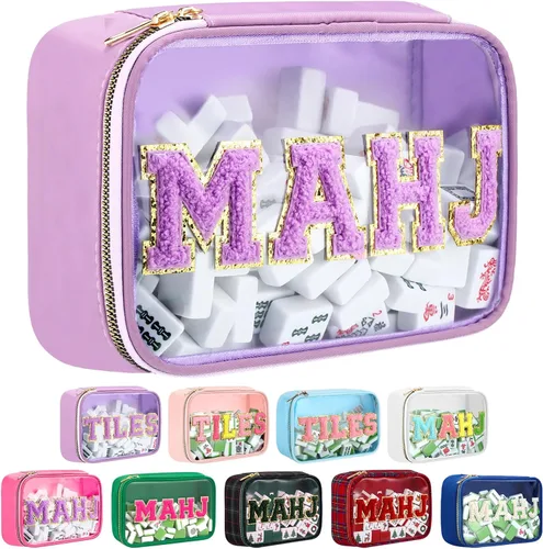 Vista 14 de Bolsa Mahjong American Mahjong Case impermeable, marrón tartán, Mahj Tartán marrón