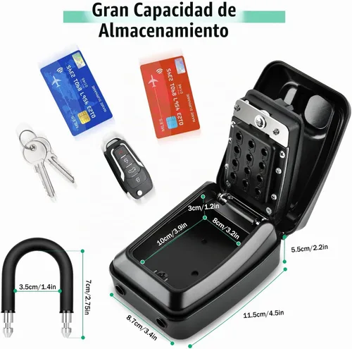 Vista 5 de HUANLANG Caja de bloqueo de llave para exterior, caja de bloqueo de combinación de 12 dígitos, caja de seguridad impermeable con código, llave