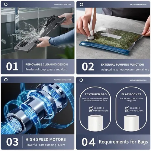 Vista 2 de Vacuum Sealer Machine, Electric Vacuum Sealer Built-in Cutter Kitchen Food Storage Seal Touch Button Dry/Wet Package for Food