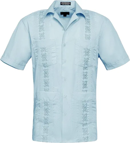 Vista 6 de Camisa cubana plisada ligera y bordada Guayabera para hombre