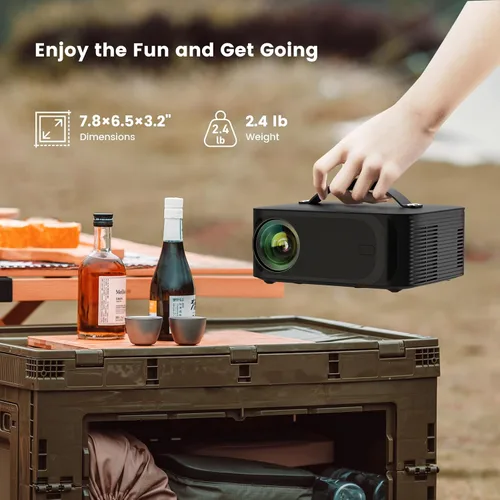 Vista 7 de ONOAYO Outdoor Projector-4K con E-Focus, Dolby Audio, aplicaciones integradas, negro