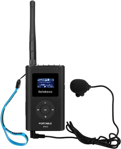 Vista 9 de Retekess Transmisor FM FT11, transmisor de transmisión FM portátil (negro) para iglesia, película de autocaravana, estacionamiento, estación