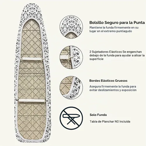 Vista 3 de UniSimp - Funda y almohadilla para tabla de planchar de 15 x 54 pulgadas Ceniza