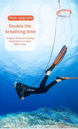 Vista 4 de GOYOJO Buceo Snorkel Ventilador Sin Tanque Portátil Subacuático Recargable Tanque de Buceo Compresor de Aire Impermeable (Q2A-39.4 ft)