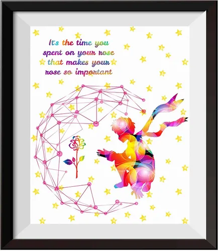 Vista 6 de Uhomate Juego de 4 piezas de lienzo con texto en inglés "The Little Prince