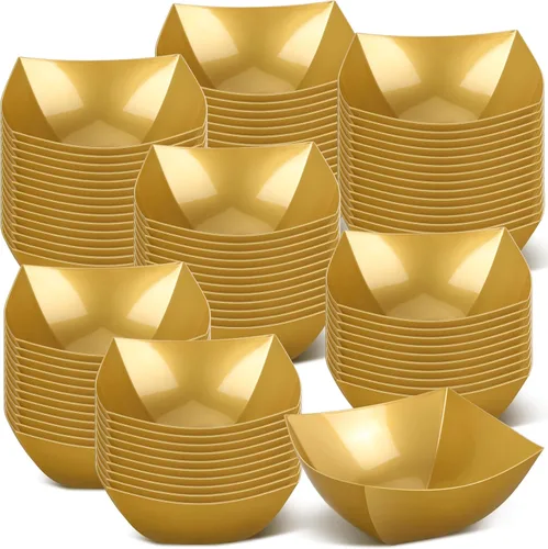 Vista 10 de Sliner 100 Piezas Cuencos de Plástico Cuadrados 8 oz Cuencos de Servir de Plástico Desechables Contenedores de Chips para Fiestas, Contenedores