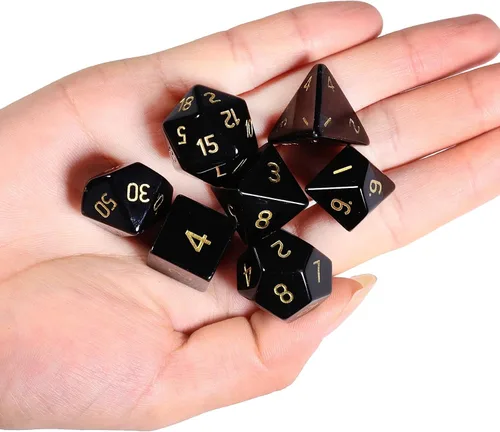Vista 2 de SUNYIK Juego de 7 dados poliédricos DND de piedra de cristal pulido para juegos de mesa RPG MTG, dados de juego DND, mazmorras y dragones
