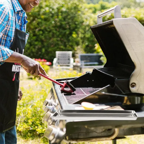 Vista 5 de Bandeja de barbacoa de acero inoxidable para servir bandeja rectangular de alimentos para hamburguesas para hornear horno de metal, platos de cena