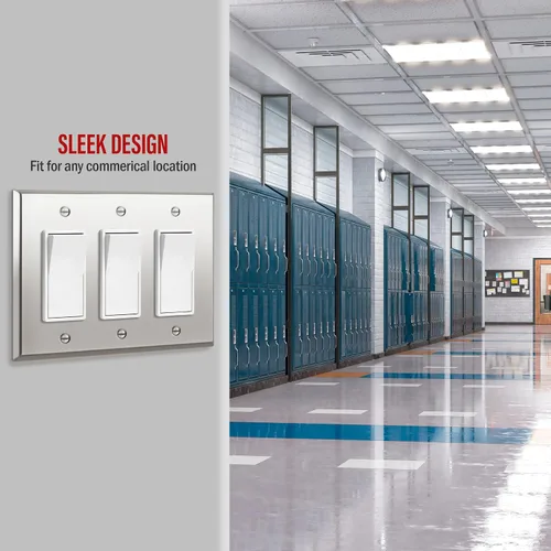 Vista 51 de ENERLITES Placa decorativa doble de metal para interruptor o receptáculo, placa de pared de acero inoxidable, resistente a la corrosión