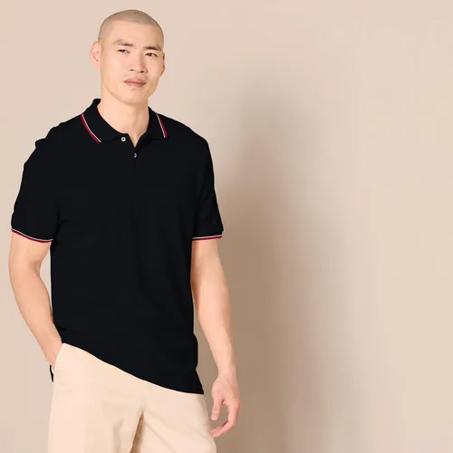 Vista 3 de Tienda Essentials Camiseta polo para hombre de manga corta y ajuste ajustado de algodón piqué