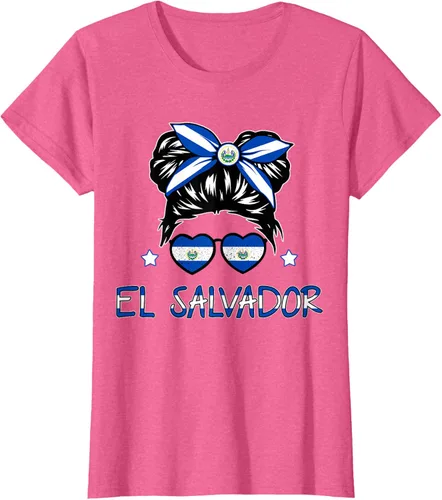 Vista 48 de Camiseta de El Salvador para Niñas Bandera Patrimonio Hispano Salvadoreño