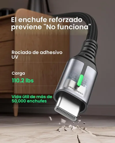Vista 5 de INIU Cable USB a C de carga rápida, [5 paquetes, 1.6 pies + 3.3 pies x 2 + 6.6 pies x 2] 3.1 A cables tipo C, cables de carga de teléfono USB-C