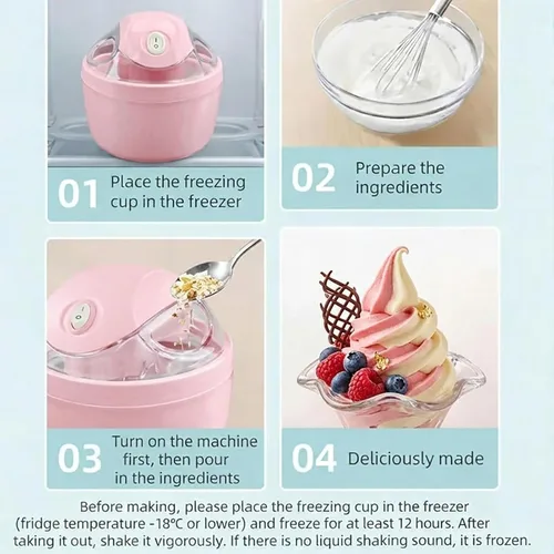 Vista 7 de Pequeña máquina de helados para el hogar, máquina eléctrica de gelato y yogur congelado, máquina casera para hacer helados para cocina vintage