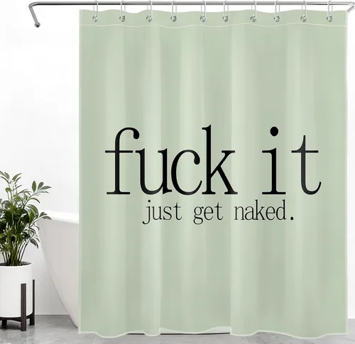 Vista 26 de LB Fuck It Get Naked - Cortina de ducha pequeña de 48 x 68 pulgadas, forro de cortina de ducha en blanco y negro, cortina de ducha estrecha