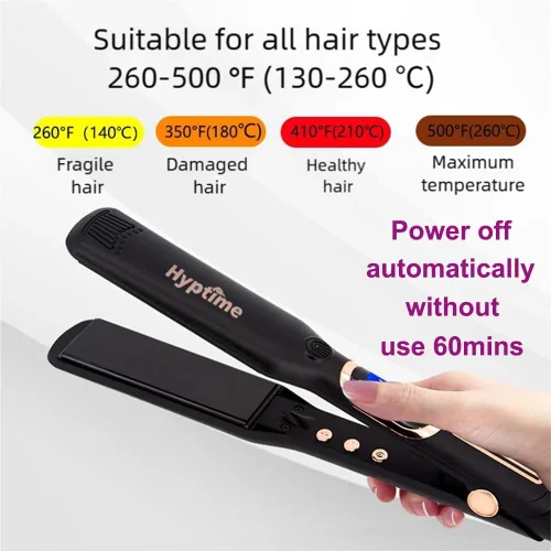 Vista 4 de Plancha plana de titanio con pantalla digital para controlar con precisión la temperatura, 1 pulgada para cabellos gruesos y rizados, profesional