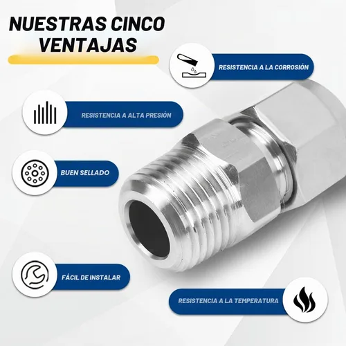 Vista 4 de Yoebor Adaptador de compresión de acero inoxidable Tubo de 1/2" OD x 1/2