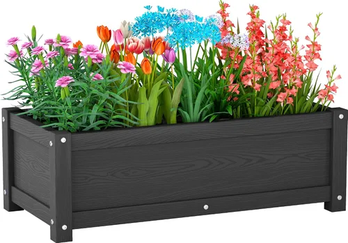 Vista 14 de Cama de jardín elevada con orificio de drenaje, impermeable, pequeña maceta elevada de polietileno de alta densidad con patas, estable y duradera