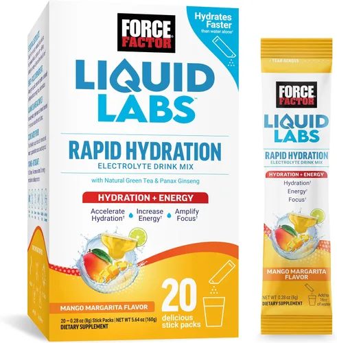 Vista 9 de Force Factor Liquid Labs Paquetes de Polvo de Electrolitos—Fruta Tropical—Paquetes de Hidratación para Hacer Agua de Electrolitos, con 5